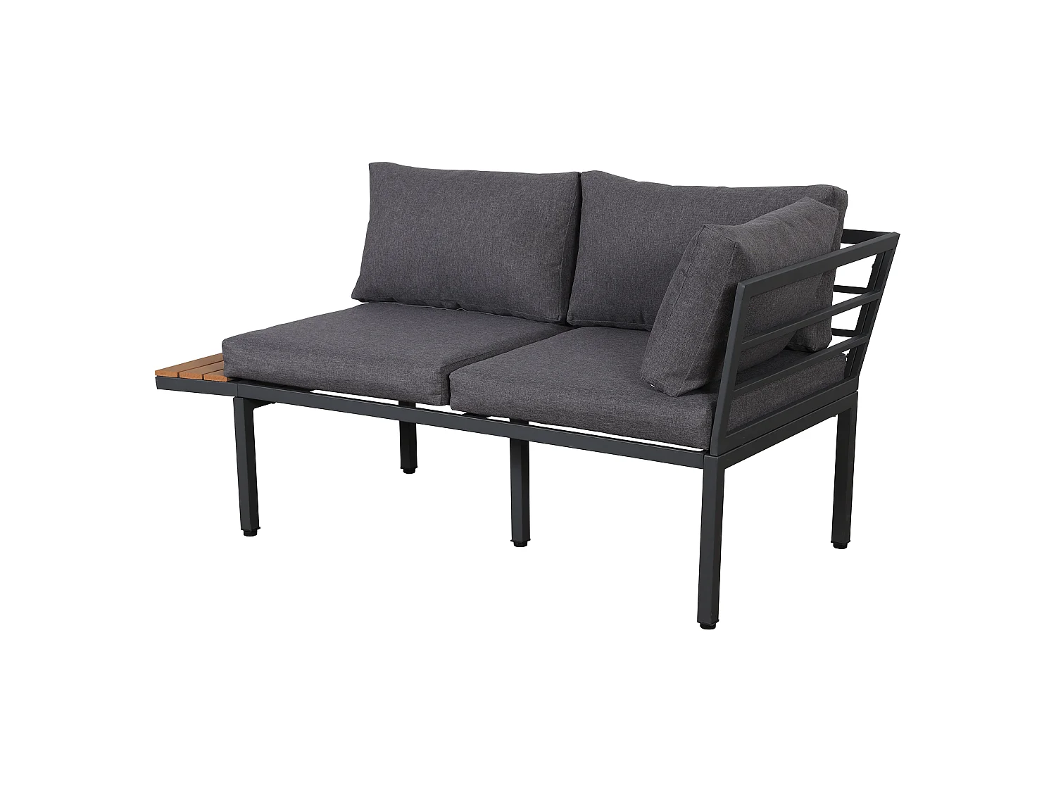 Trädgårdsmöbelset i galvaniserat stål: hörnsoffa, sidobord och soffbord - Grå och svart
