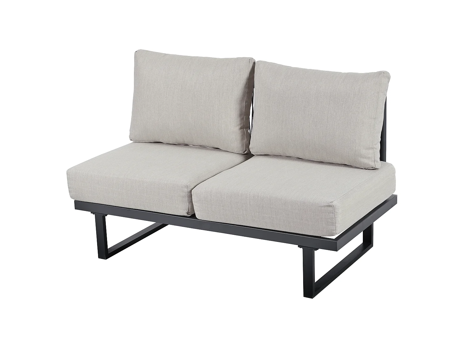 Modulär 5-sits trädgårdsmöbelset: 2 tvåsitssoffor + 1 soffbord - Gråbeige