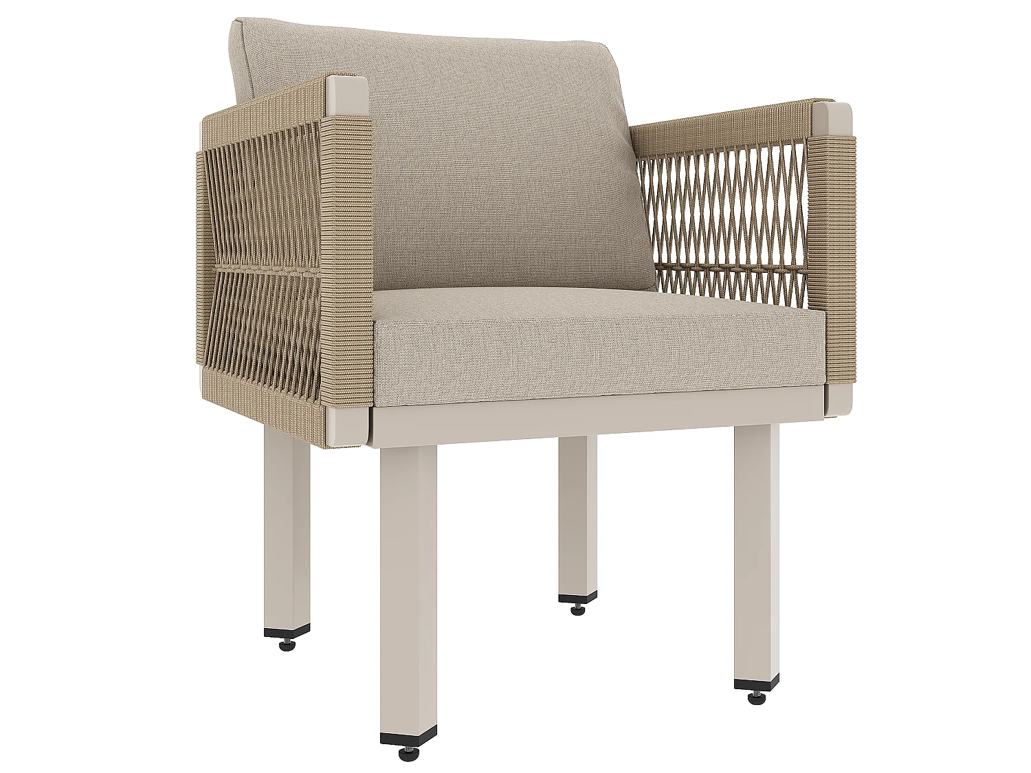 6-delars trädgårdsmöbelset i flätat rep, hörnsoffa och soffbord med bekväma kuddar för terrass och trädgård - Beige