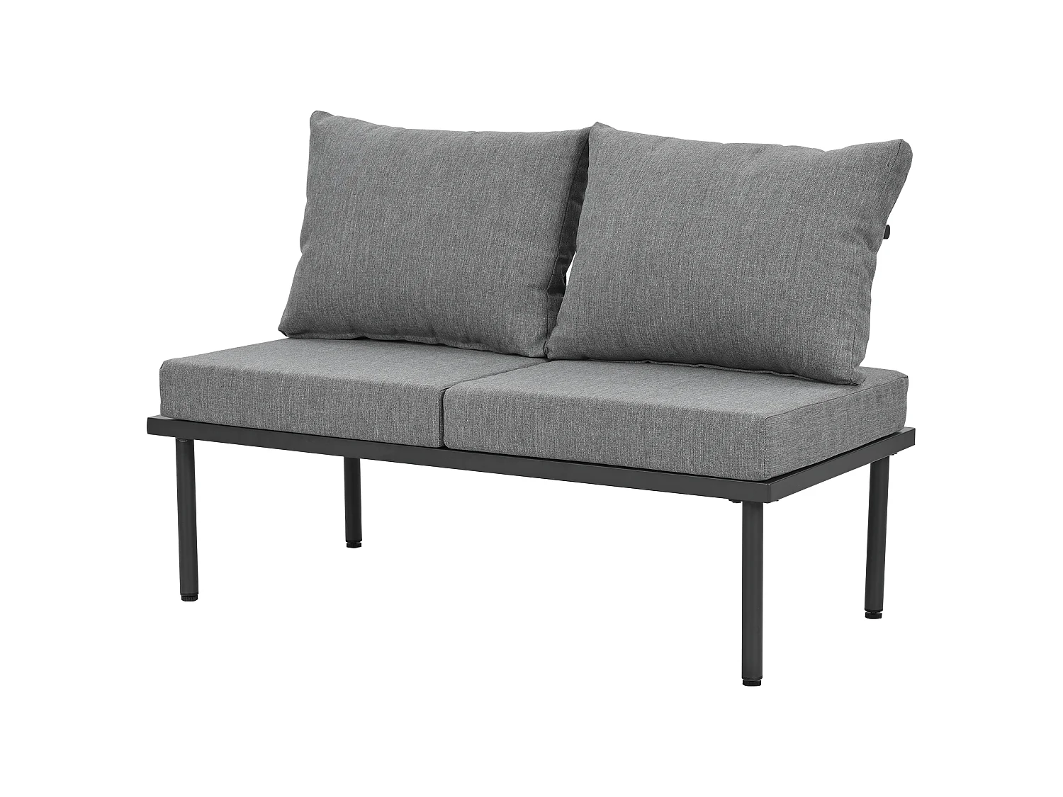 Salon de jardin modulable 6 places en fer galvanisé - Coussins d'assise et de dossier gris