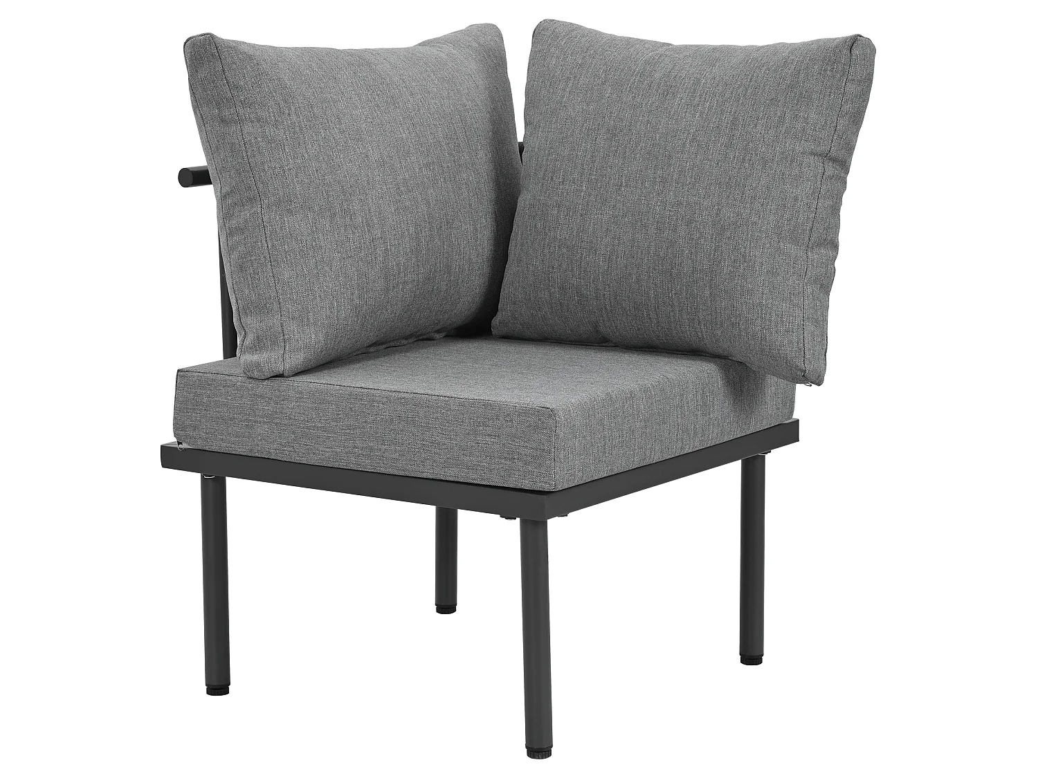 Salon de jardin modulable 6 places en fer galvanisé - Coussins d'assise et de dossier gris