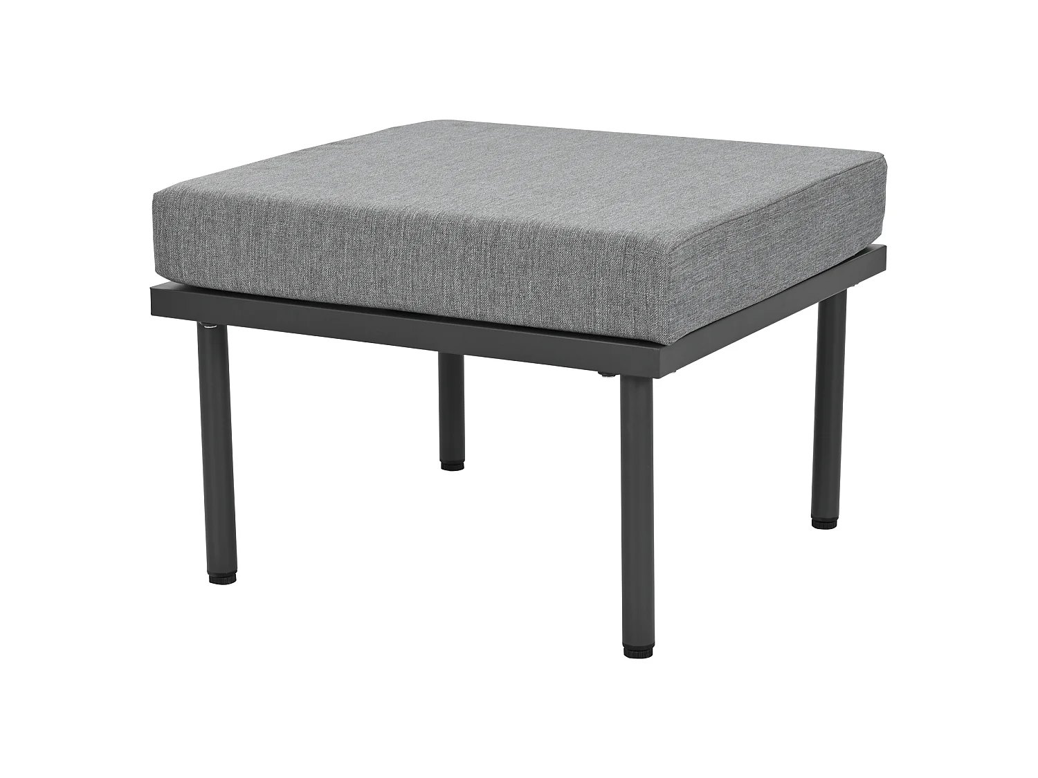Salon de jardin modulable 6 places en fer galvanisé - Coussins d'assise et de dossier gris