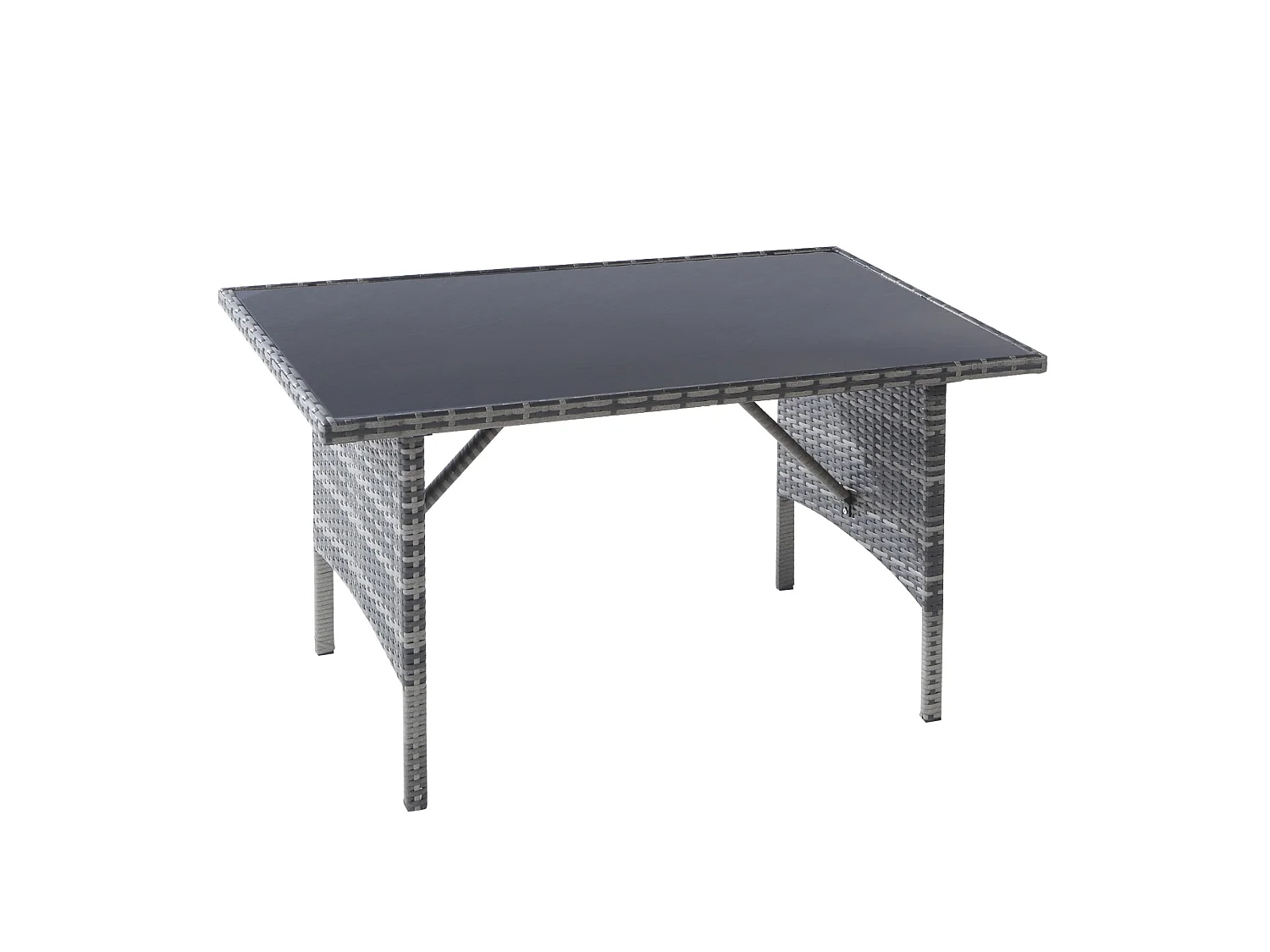 7-persoons tuinset van polyrattan: 2 banken, tafel en 2 krukjes, grijs