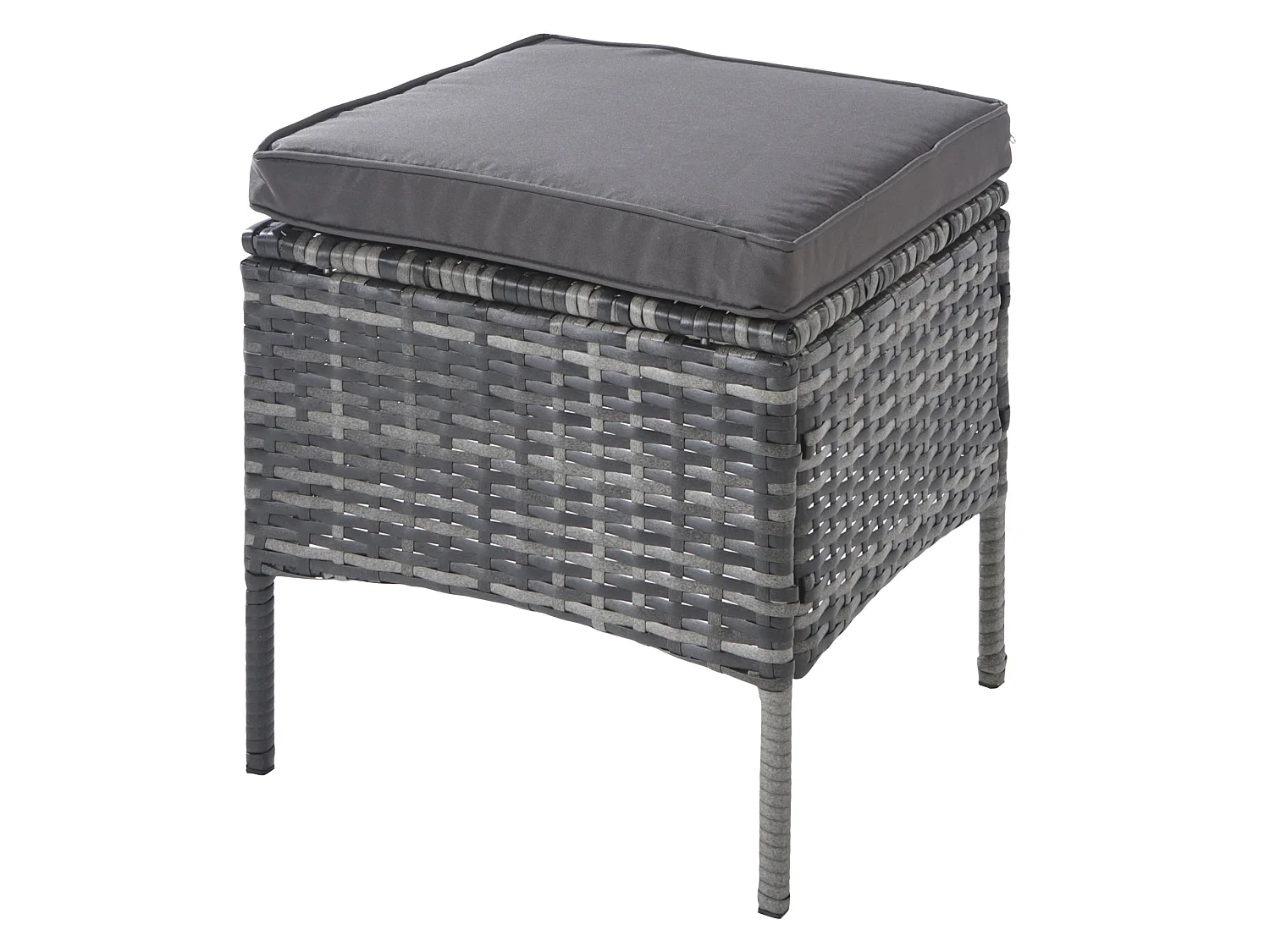 7-persoons tuinset van polyrattan: 2 banken, tafel en 2 krukjes, grijs