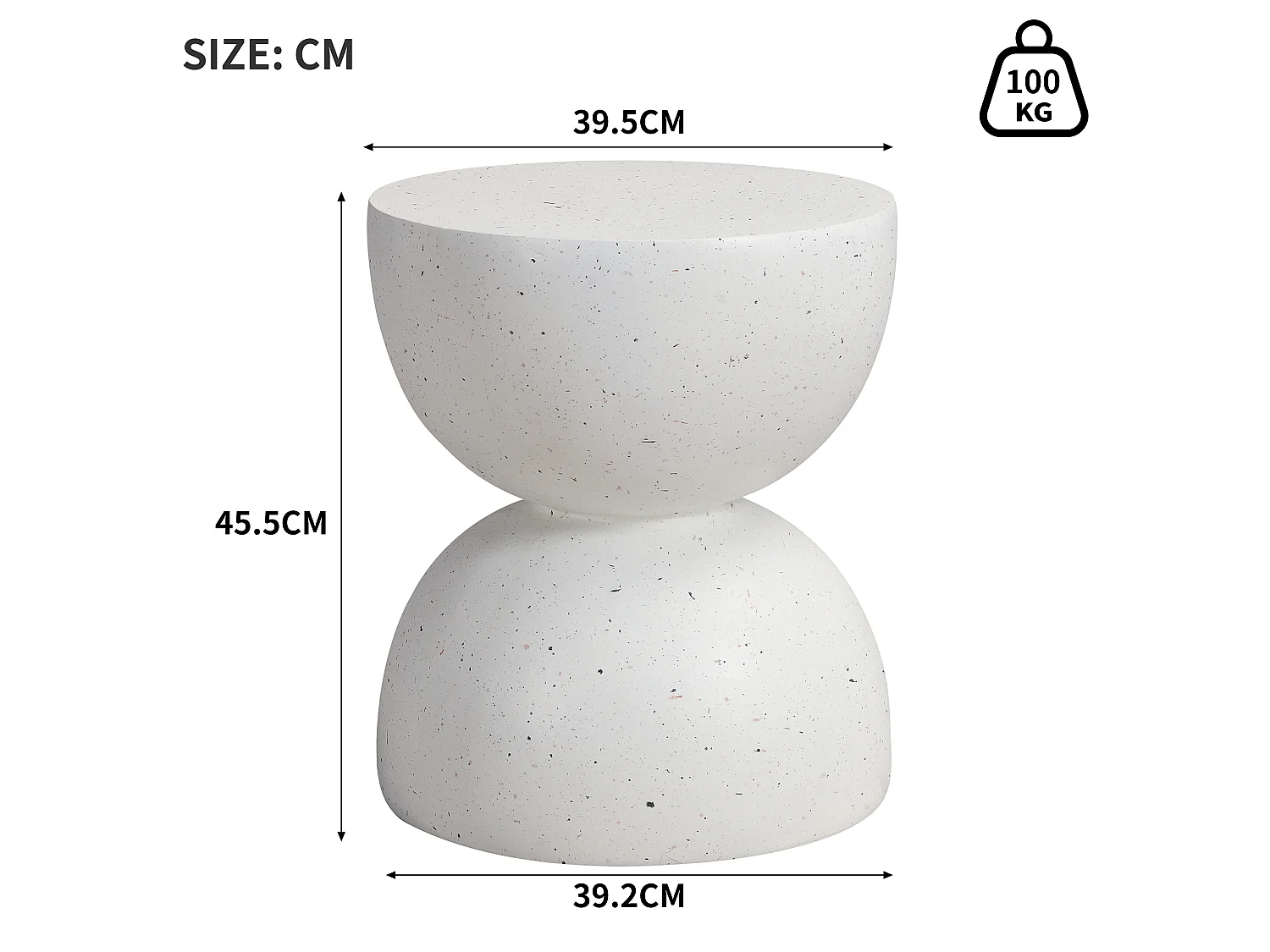Table d'appoint de jardin en MgO rond - Finition terrazzo blanc
