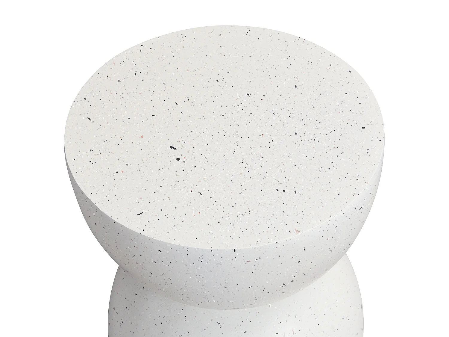 Table d'appoint de jardin en MgO rond - Finition terrazzo blanc