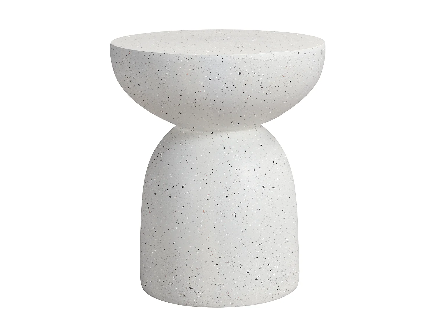 Table d'appoint de jardin en MgO rond 45x45 cm - Finition terrazzo blanc