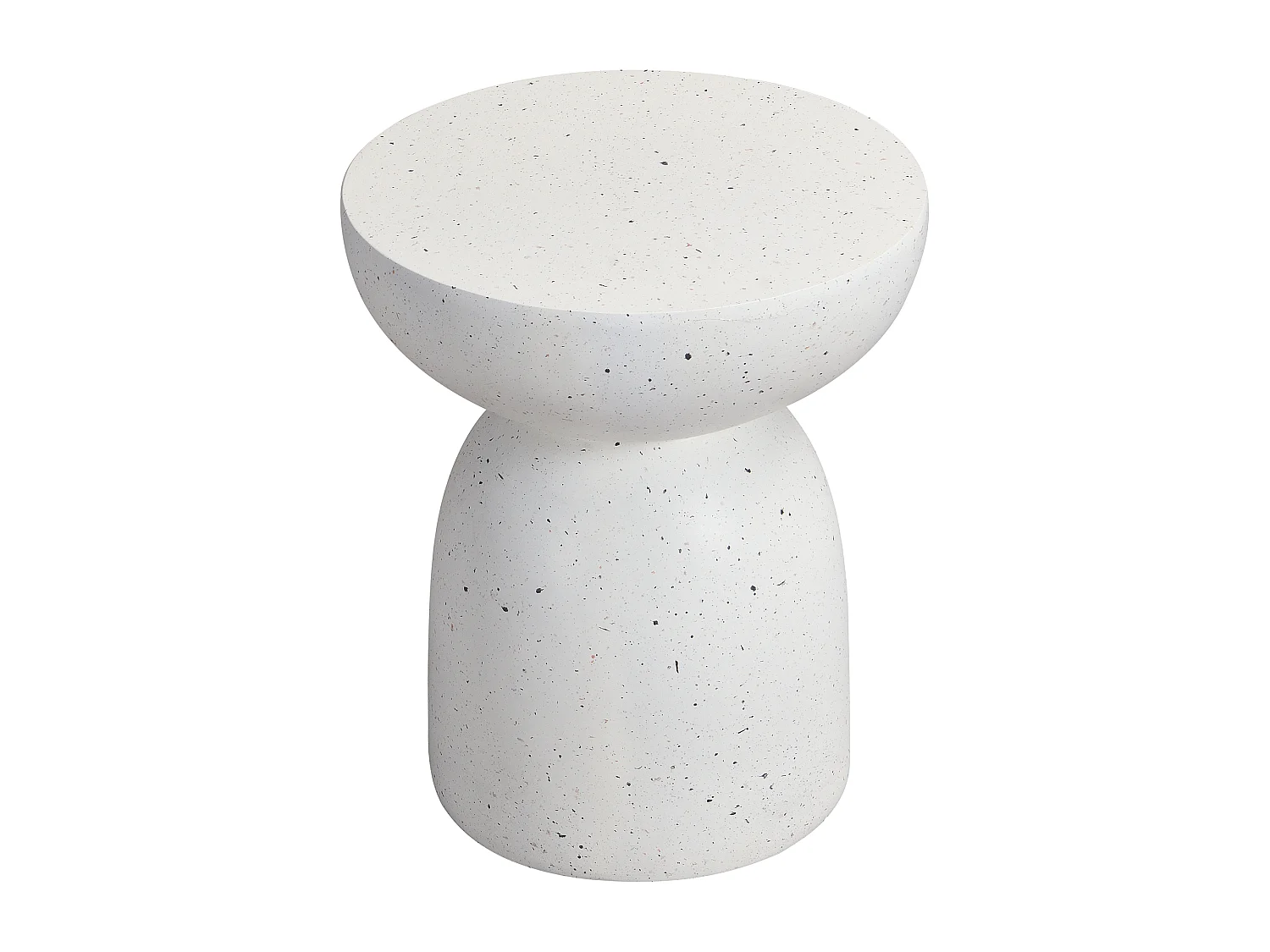 Table d'appoint de jardin en MgO rond 45x45 cm - Finition terrazzo blanc
