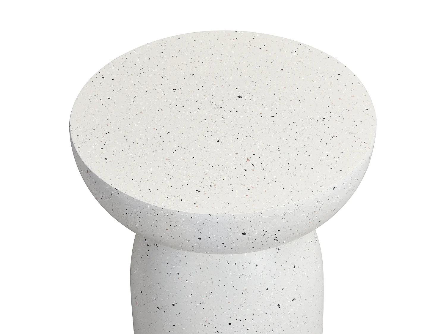 Table d'appoint de jardin en MgO rond 45x45 cm - Finition terrazzo blanc