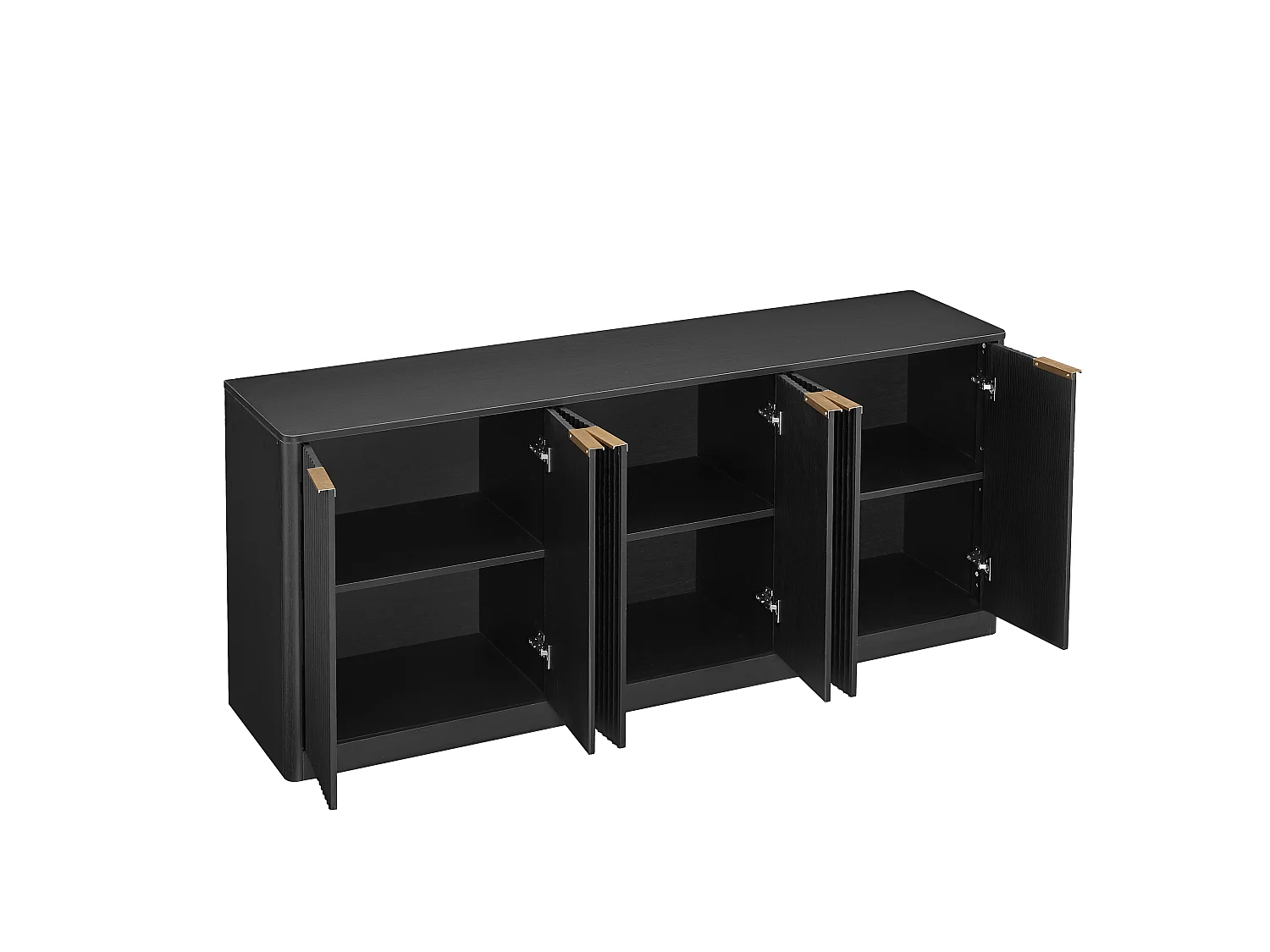 Buffet à motif ondulé avec 6 portes - Noir 170 x 40 x 70.5 cm