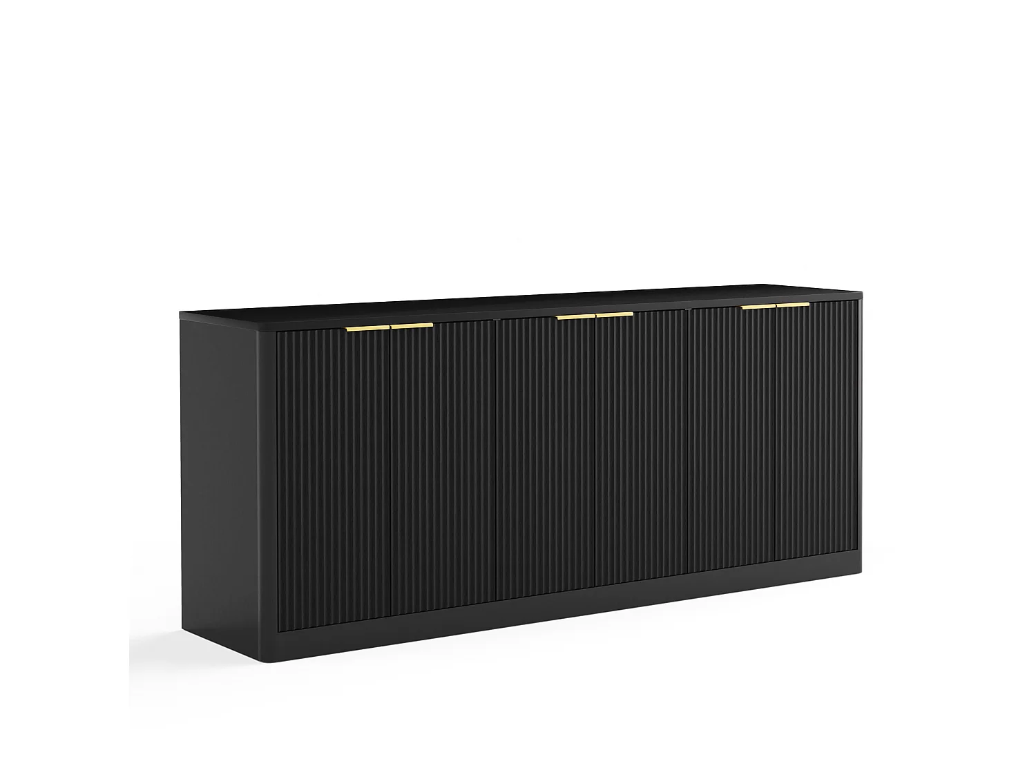 Buffet à motif ondulé avec 6 portes - Noir 170 x 40 x 70.5 cm