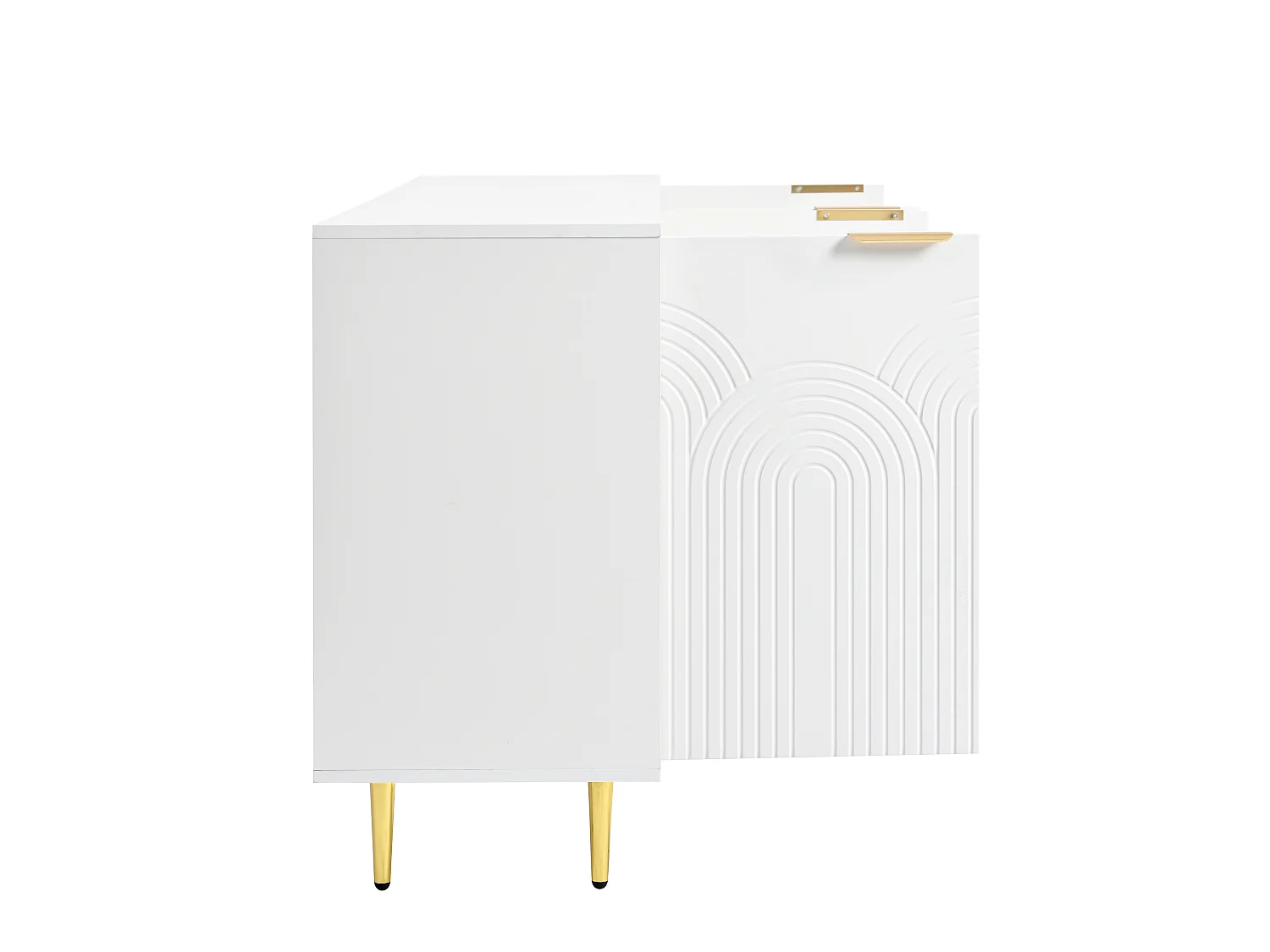 Woonkamerdressoir met 4 deuren 160×40×80 cm - Gouden metalen handgrepen - Wit