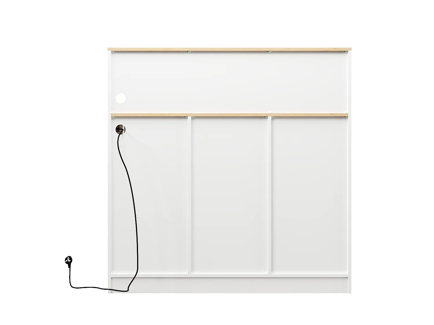 Buffet mini bar avec LED, prises électriques et casier à vin - Blanc et bois