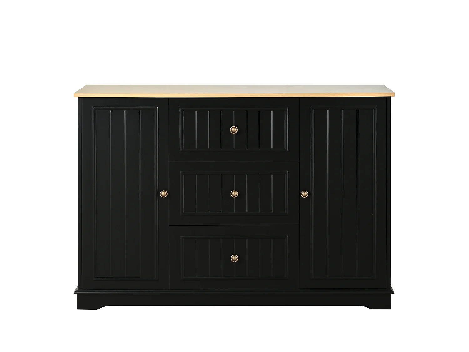Dressoir met 3 lades en koelkastdeuren, zwart