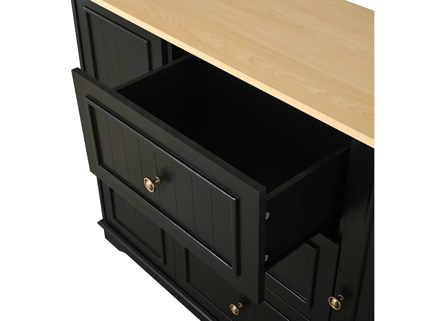 Dressoir met 3 lades en koelkastdeuren, zwart