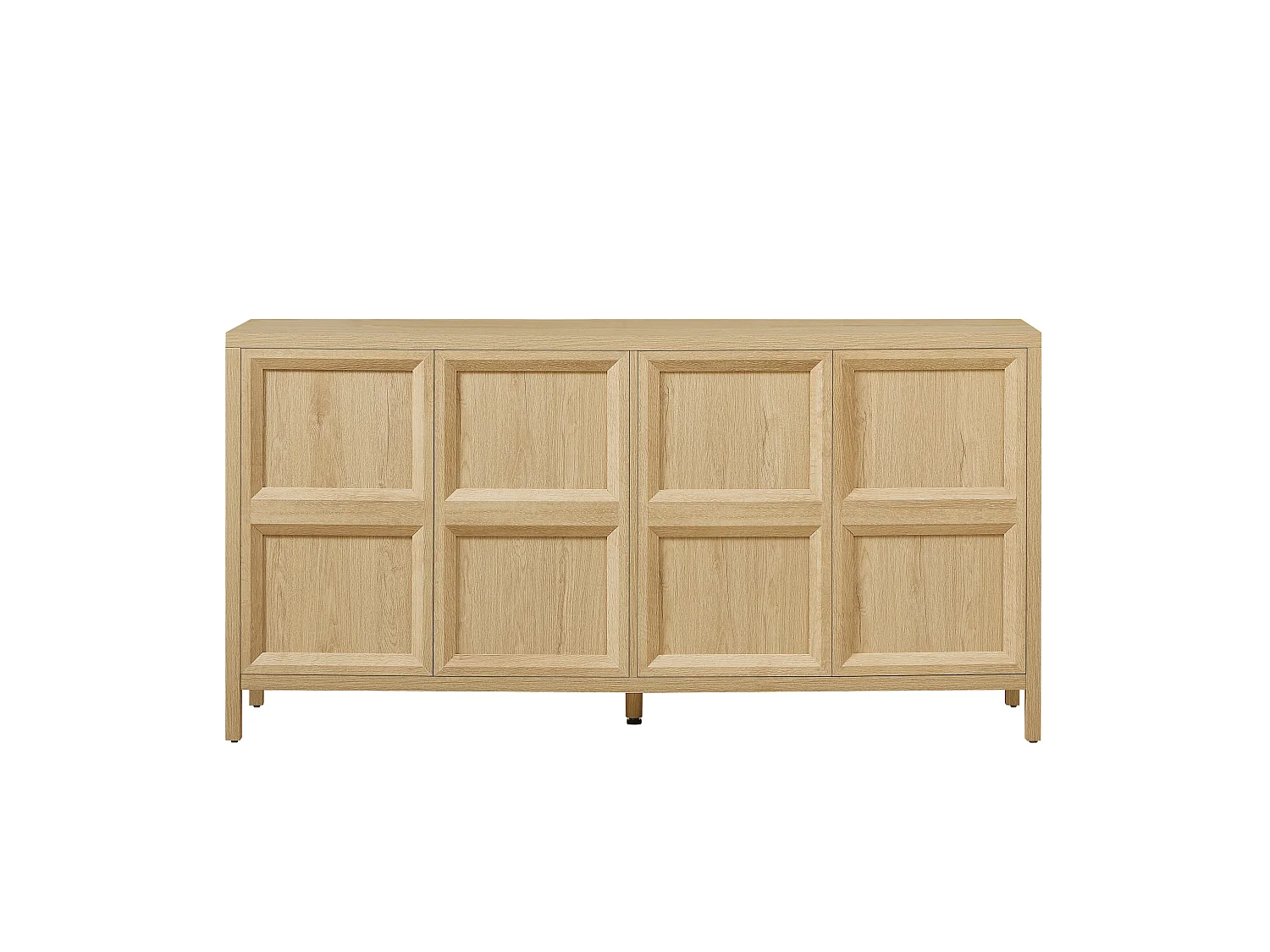 Buffet de rangement 160 cm avec 4 portes et étagères - Naturel clair