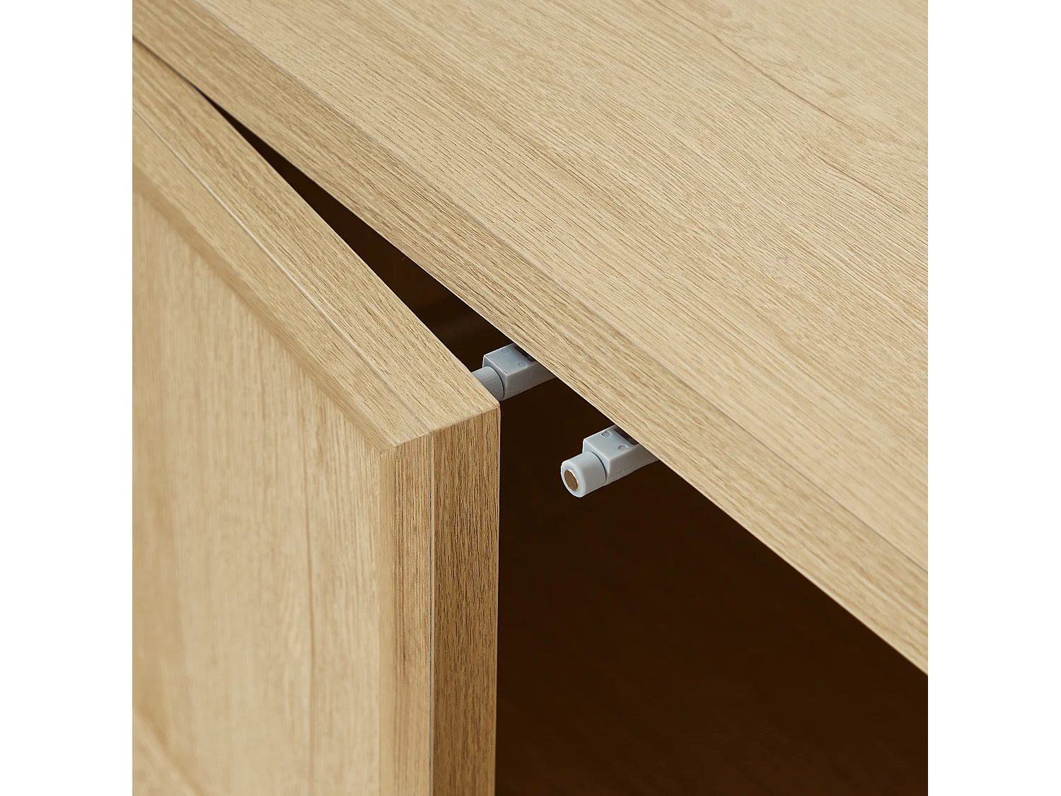 Buffet de rangement 160 cm avec 4 portes et étagères - Naturel clair