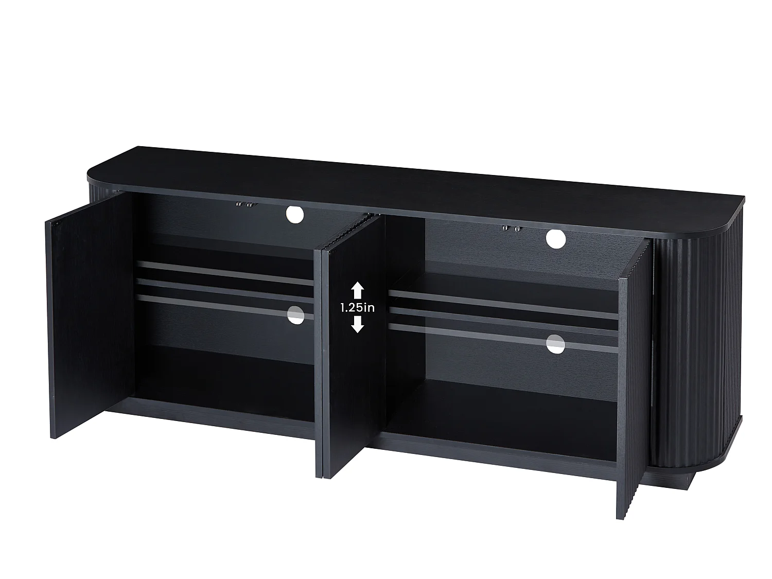 Buffet à motif ondulé avec 4 portes pour cuisine, chambre et entrée - Noir