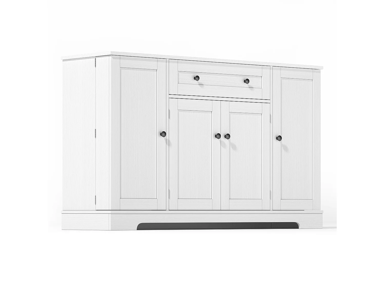Modern sideboard 138x40x85cm - with 2 doors and 1 drawer - 2 doors with shelves - White