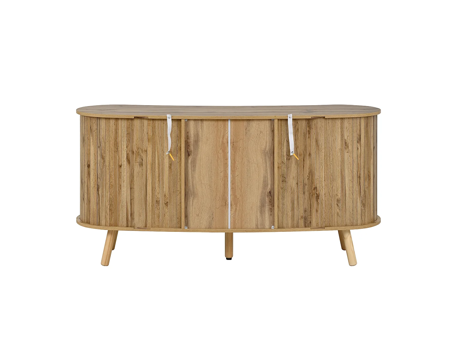 Buffet avec motif rainuré, 2 portes coulissantes et 3 tiroirs - Naturel clair 150x36.5x75 cm
