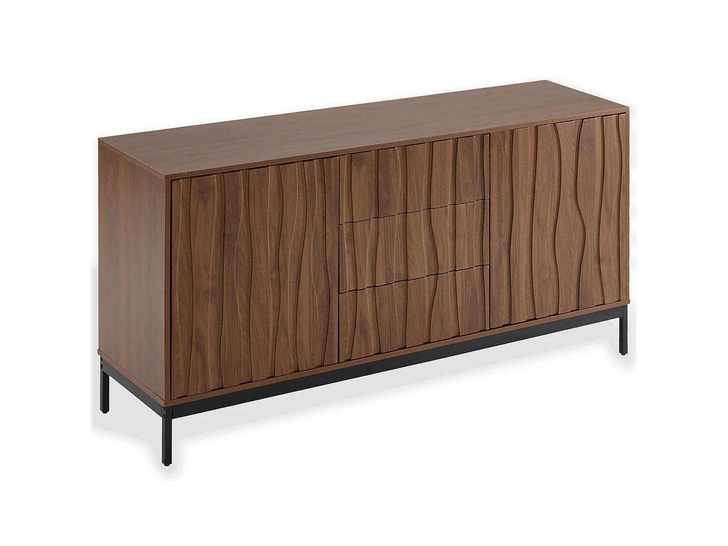 Modern sideboard 150x40x80cm - with 2 doors and 3 drawers - Brown