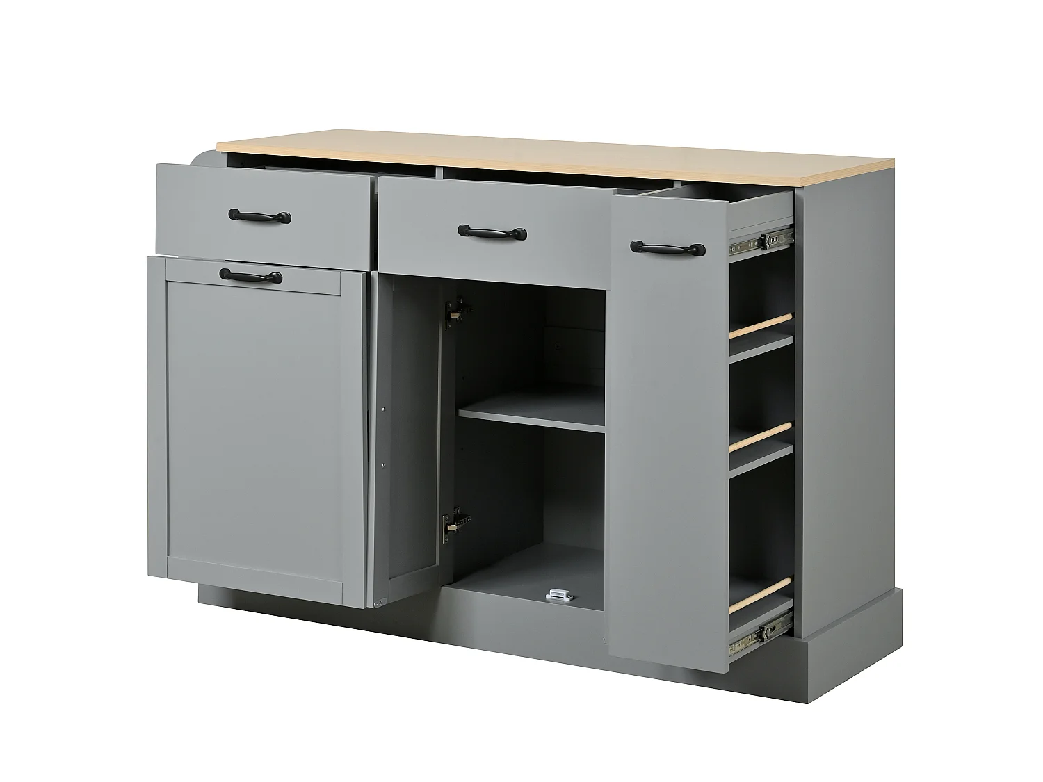 Dressoir met lades, deuren en kruidenrek - Grijs MDF-hout