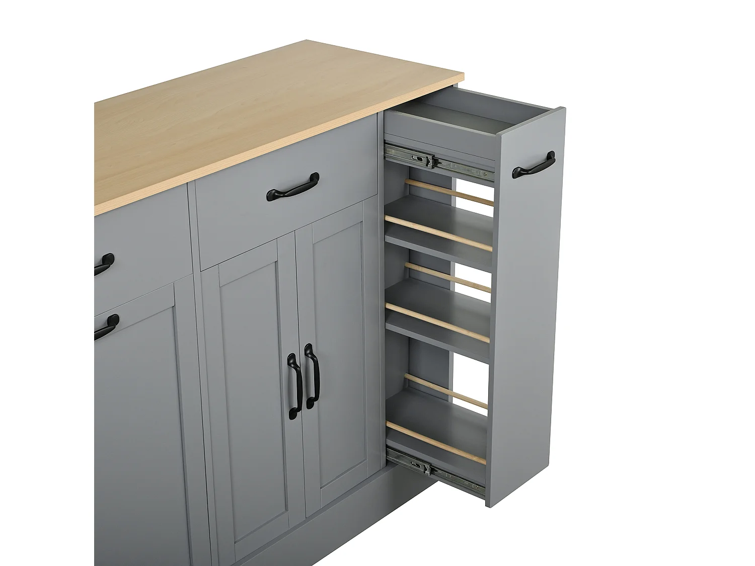 Dressoir met lades, deuren en kruidenrek - Grijs MDF-hout
