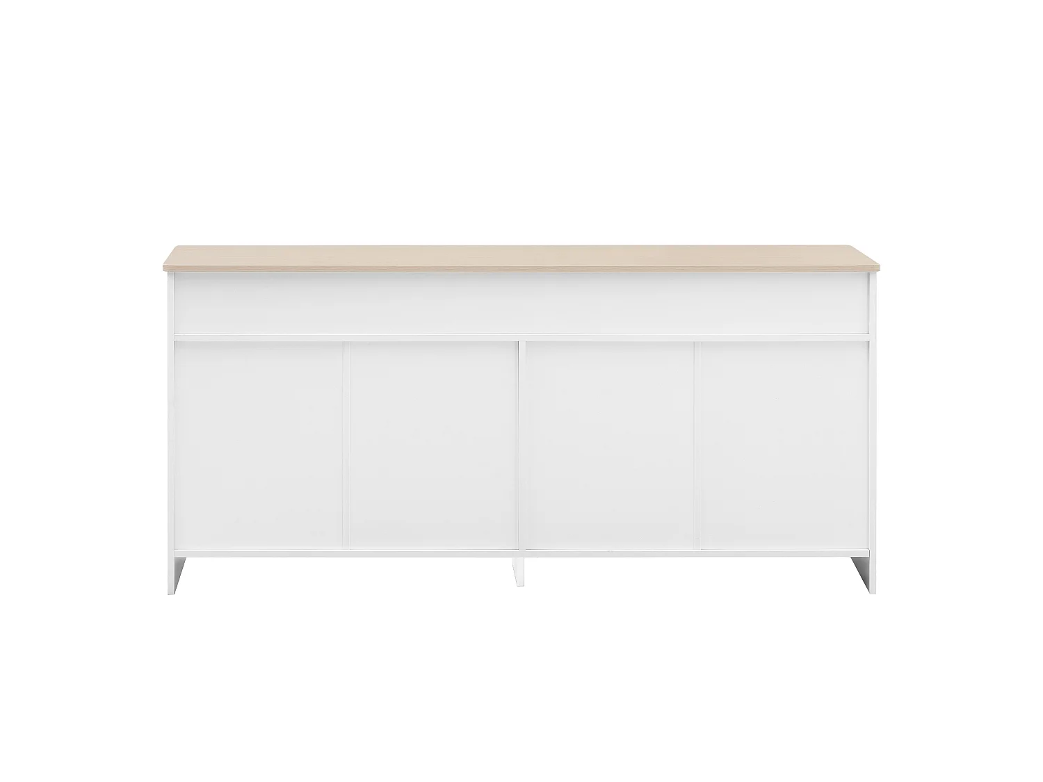 Buffet en bois avec 4 portes et 3 tiroirs - Couleur bois et blanc 160x37x75 cm