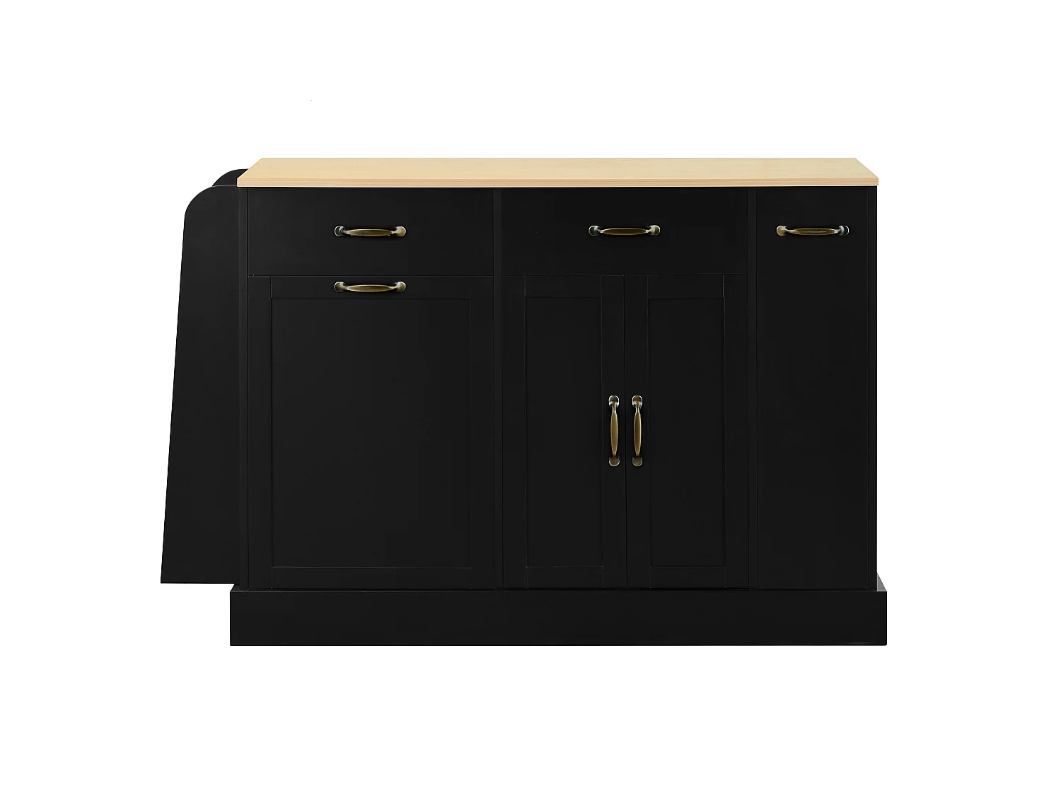 Dressoir met lades, deuren en kruidenrek - Zwart MDF-hout