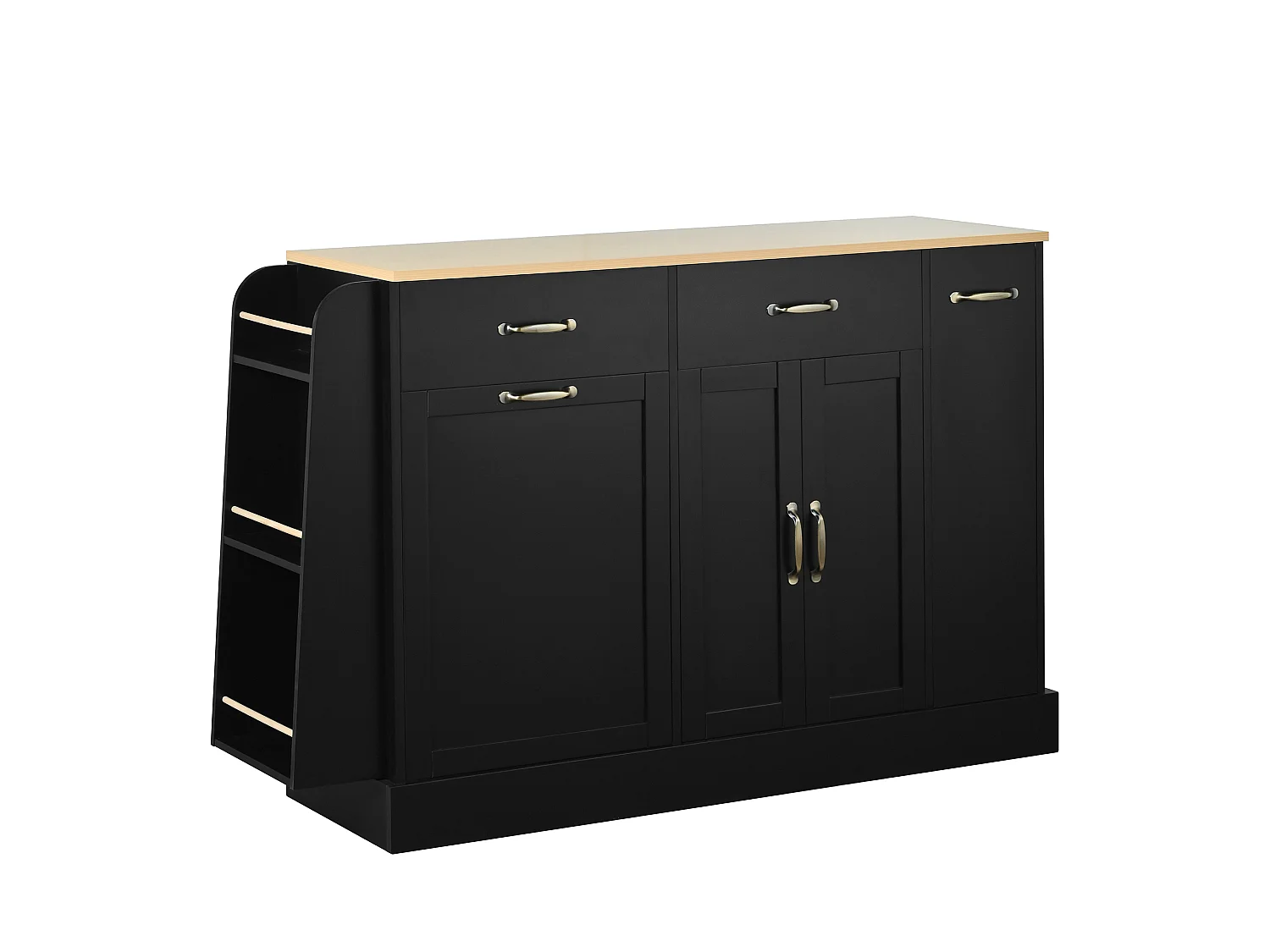 Dressoir met lades, deuren en kruidenrek - Zwart MDF-hout