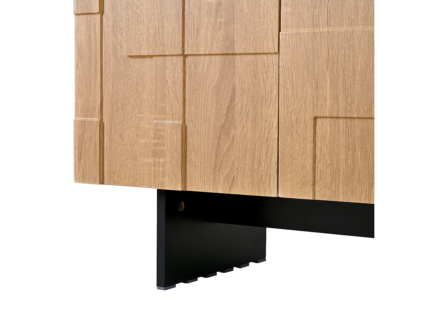 Buffet au design unique 105× 33.5 × 76 cm - avec 3 portes et étagères réglables - structure géométrique - naturel + noir