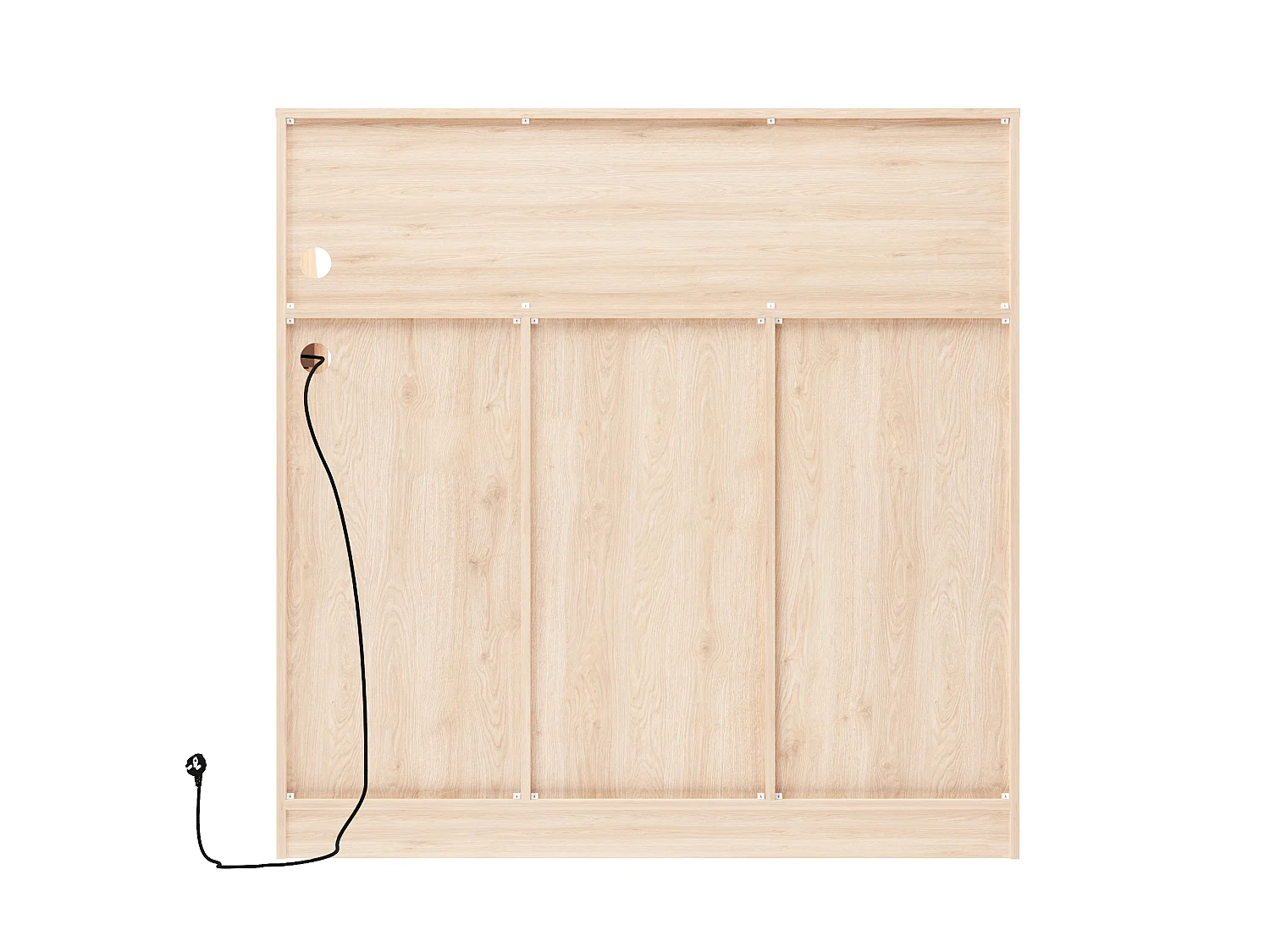 Buffet mini bar avec LED, prises électriques et casier à vin - Couleur bois