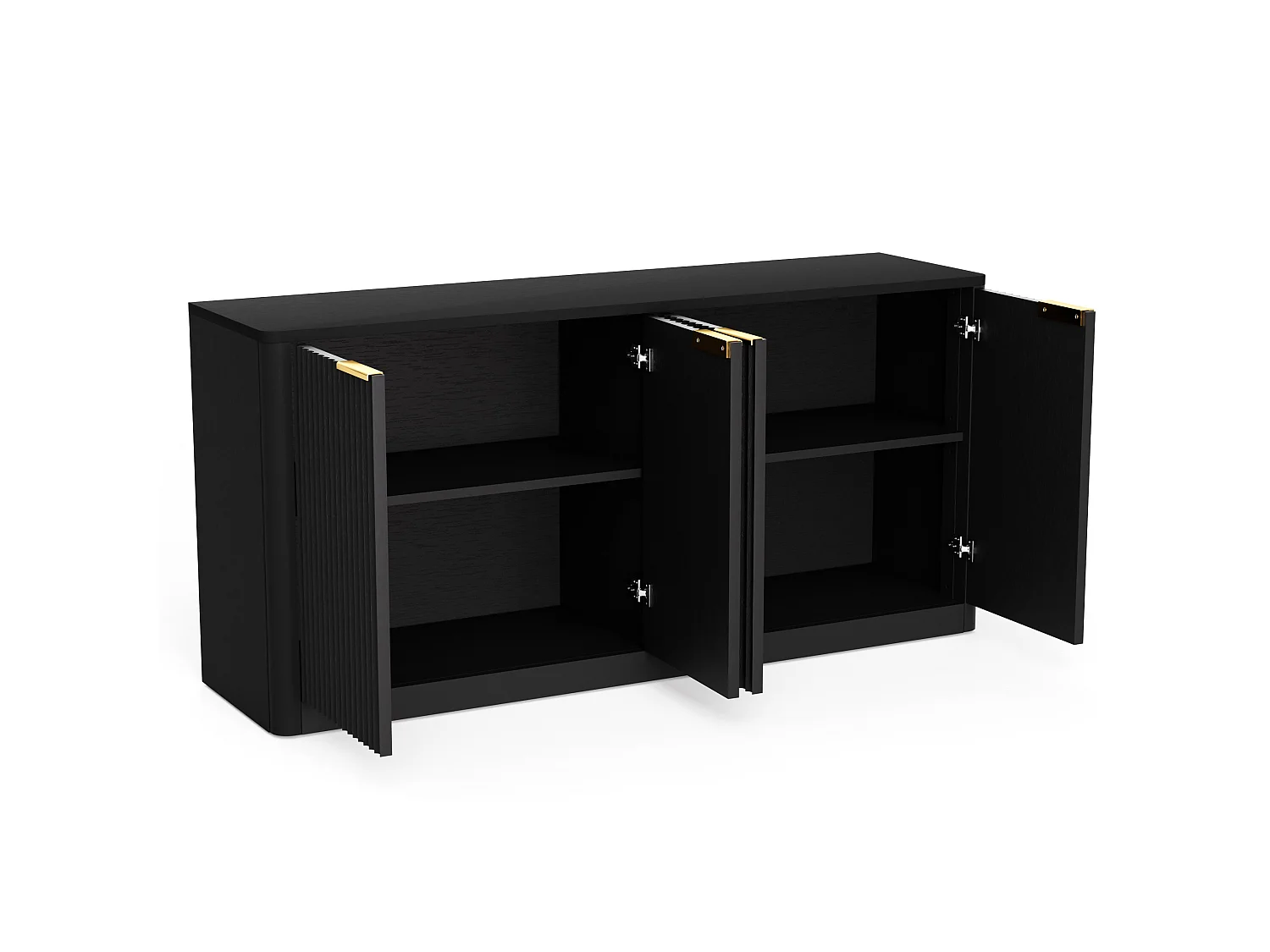 Buffet avec 4 portes 150x40x70.5 cm pour cuisine, chambre et entrée - Noir