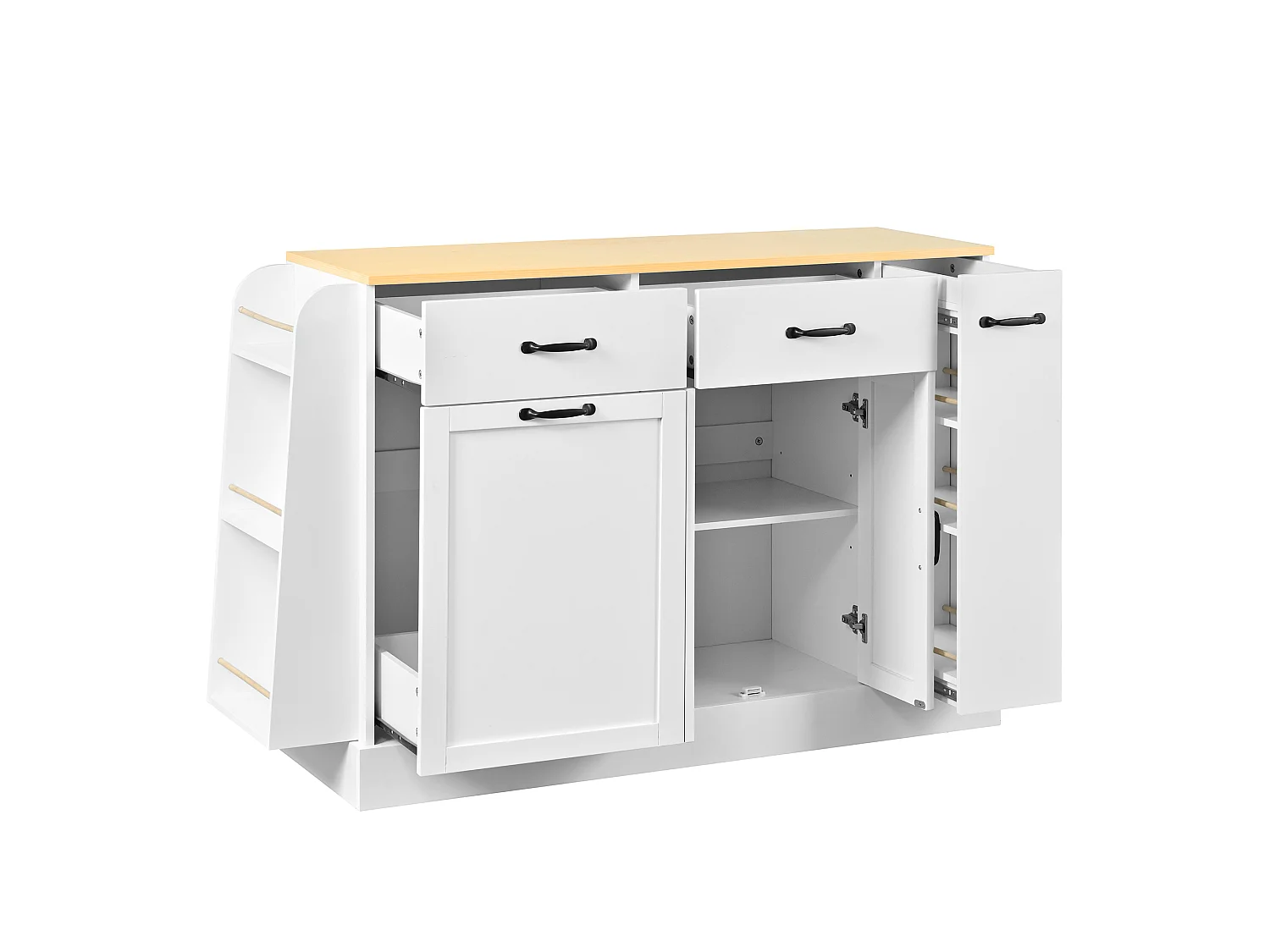 Dressoir met lades, deuren en kruidenrek - Wit MDF-hout