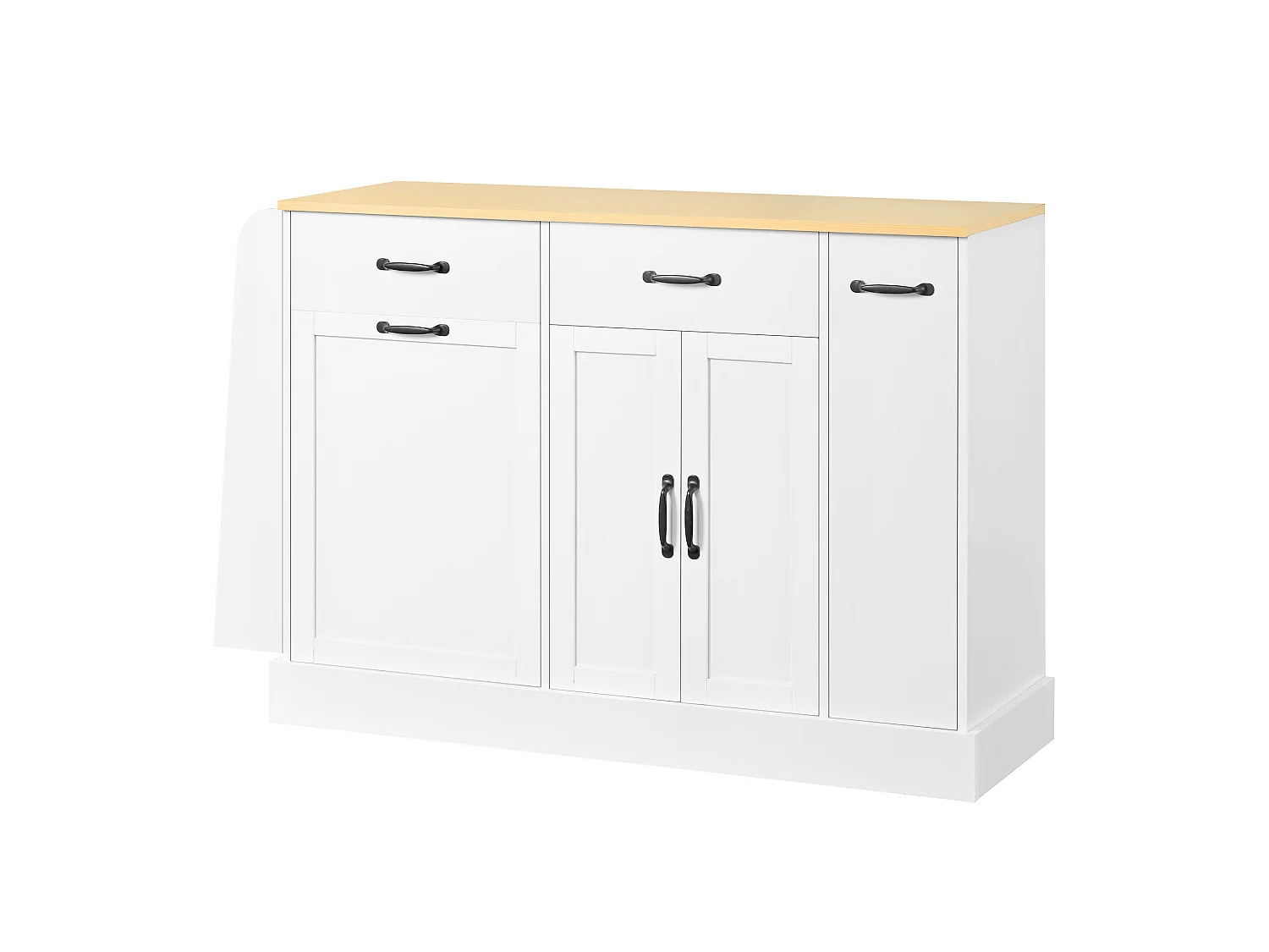 Dressoir met lades, deuren en kruidenrek - Wit MDF-hout