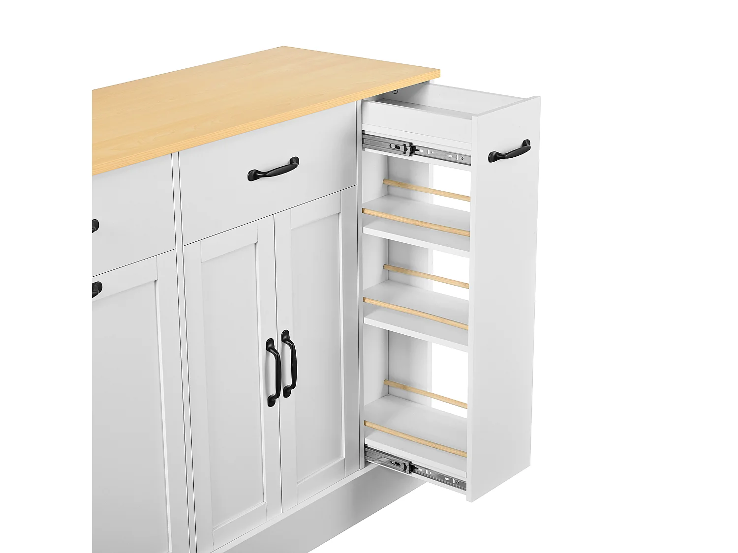 Dressoir met lades, deuren en kruidenrek - Wit MDF-hout