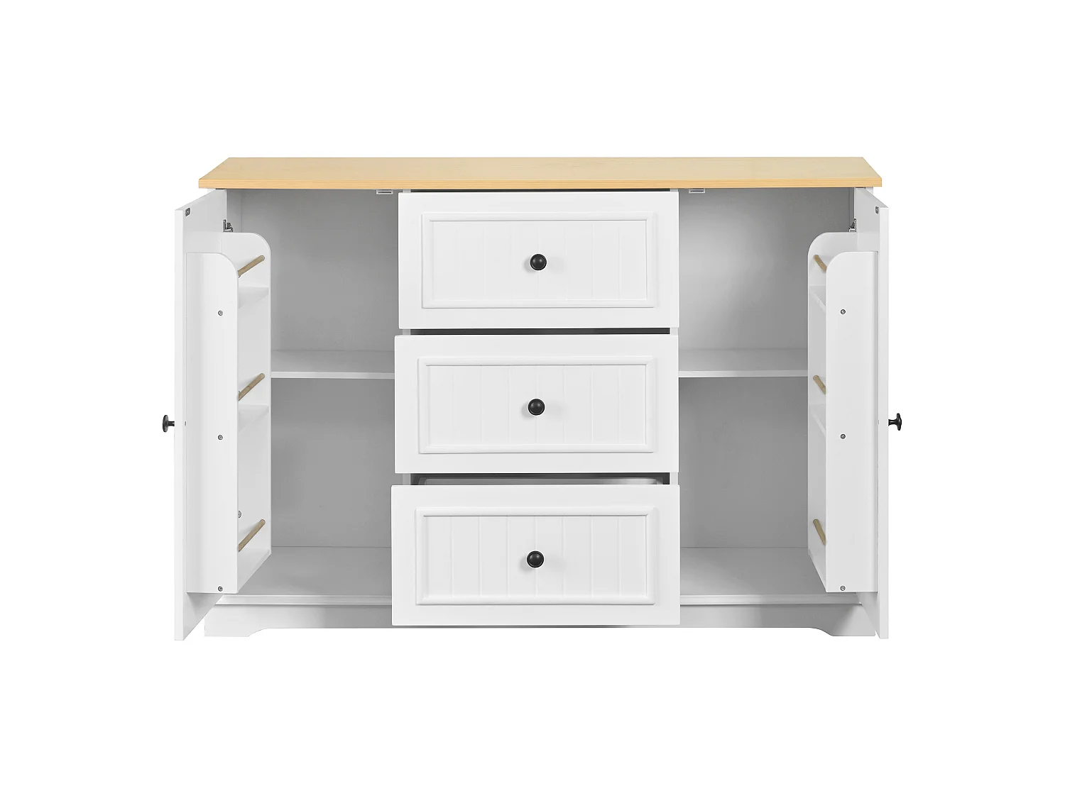 Dressoir met 3 lades en koelkastdeuren, wit