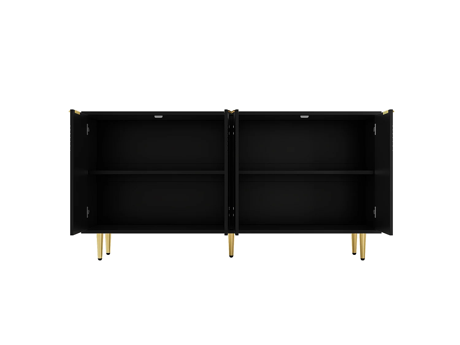 Buffet de salon avec 4 portes 160×40×80 cm - Poignées en métal doré - Noir