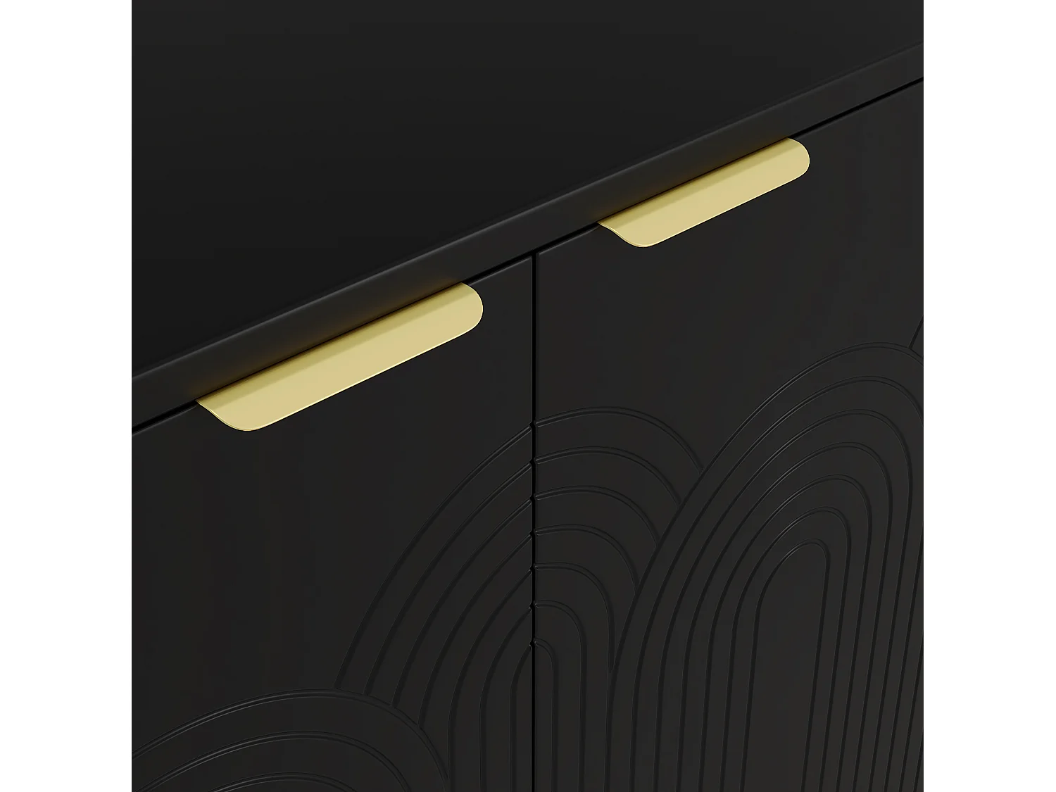 Buffet de salon avec 4 portes 160×40×80 cm - Poignées en métal doré - Noir