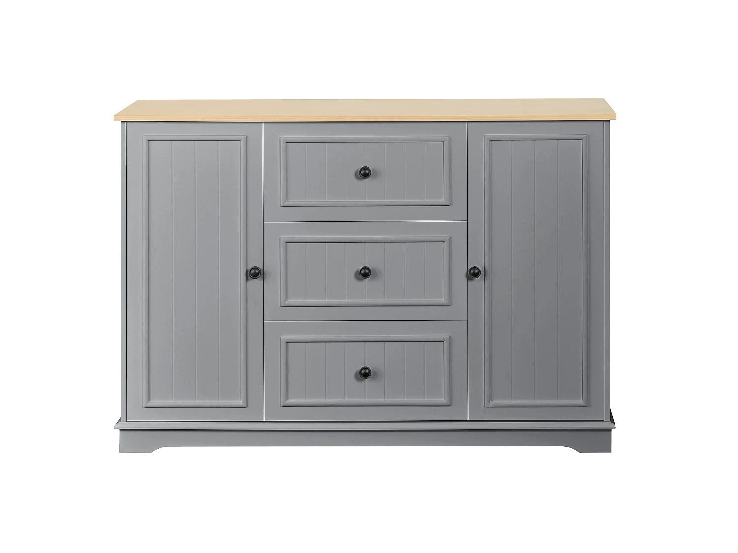 Dressoir met 3 lades en koelkastdeuren, grijs