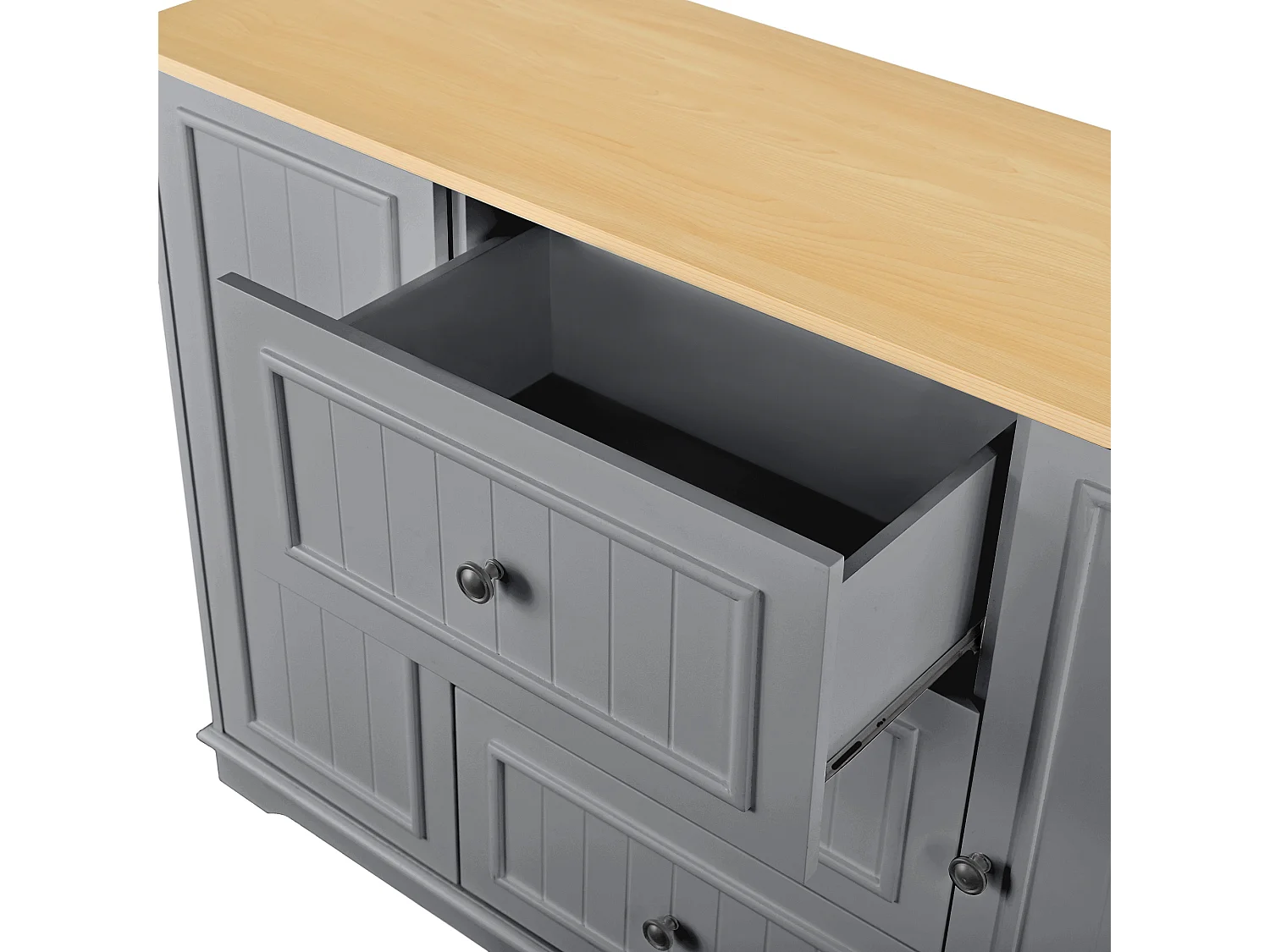 Dressoir met 3 lades en koelkastdeuren, grijs