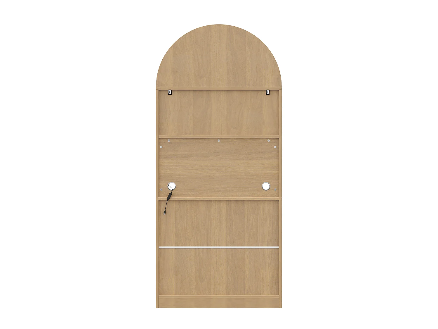 Buffet haut incurvés avec 3 tiroirs, 2 portes et LED - Naturel clair 80 x 35 x 180 cm