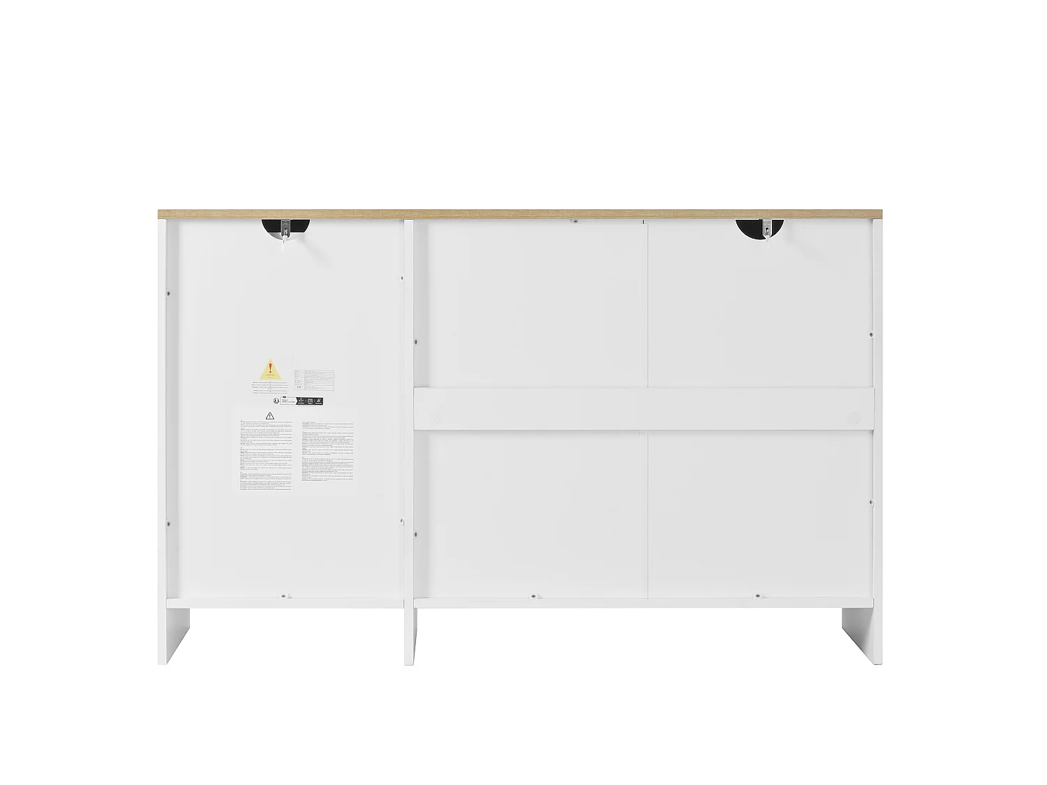 Buffet à 3 portes et 1 tiroir - Naturel et blanc 120 x 40 x 75 cm