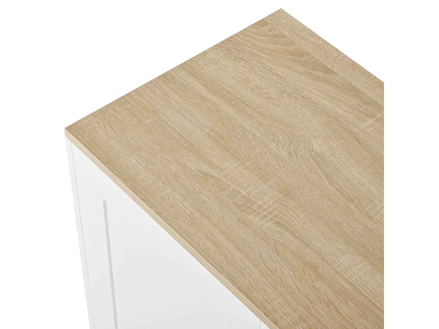 Buffet à 3 portes et 1 tiroir - Naturel et blanc 120 x 40 x 75 cm