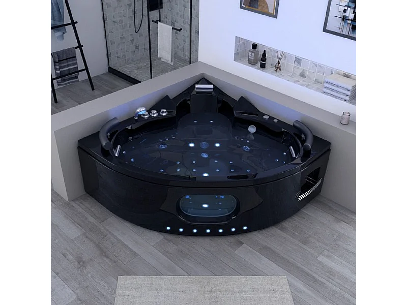 Baignoire balnéo Noire Corleone 48 jets Whirlpool