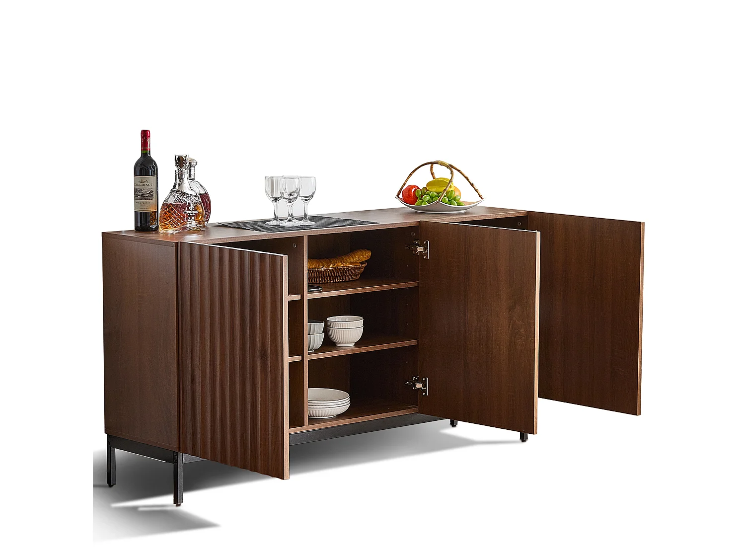 Modern sideboard 150x40x80cm - with 3 doors - Brown