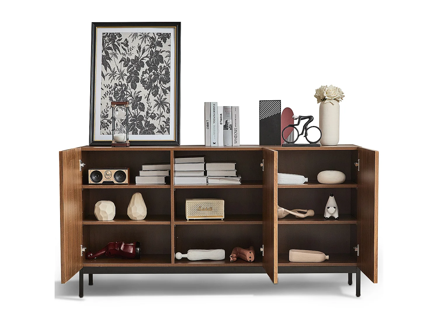 Modern sideboard 150x40x80cm - with 3 doors - Brown