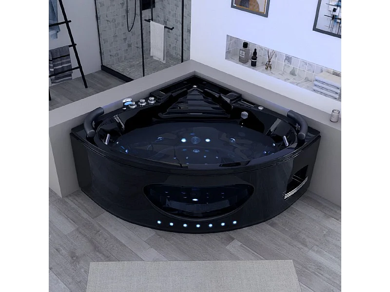 Baignoire balnéo Lisbonne Noire 34 jets Whirlpool