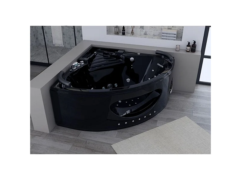 Baignoire balnéo Lisbonne Noire 34 jets Whirlpool
