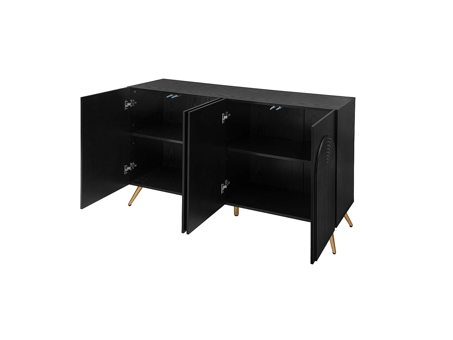 Dressoir met 4 deuren en verstelbare planken - Zwart 150 x 37 x 83,5 cm